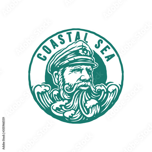 Hand drawing style with a coastal sea object use simple colors