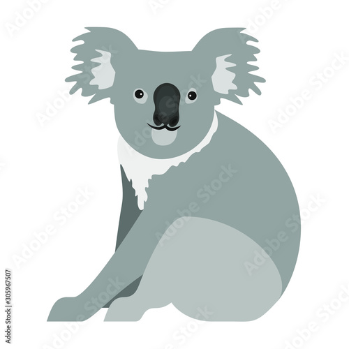 Cute koala sitting on ground, vector illustration