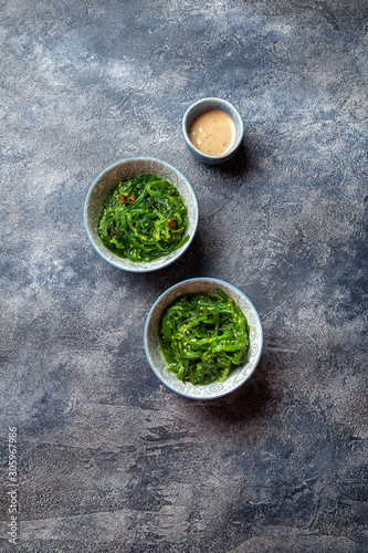 Chuka wakame, seaweed japanese salad with nuts sauce.