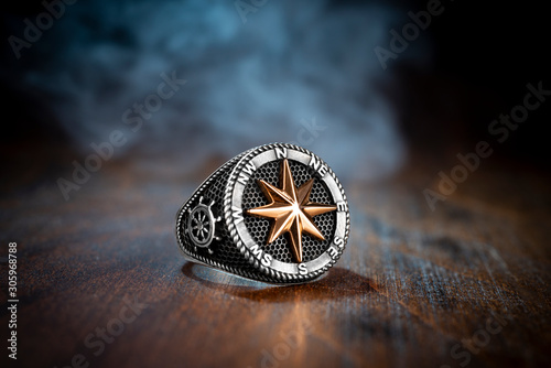 compass silver ring photo