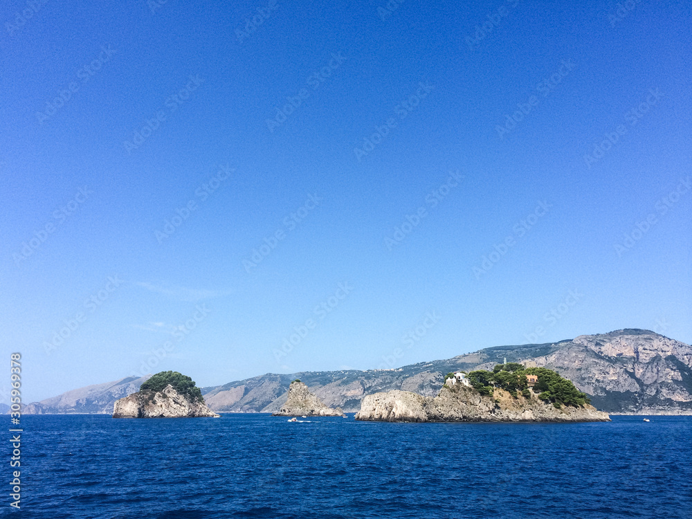 Seacoast of the Amalfi Coast in summer