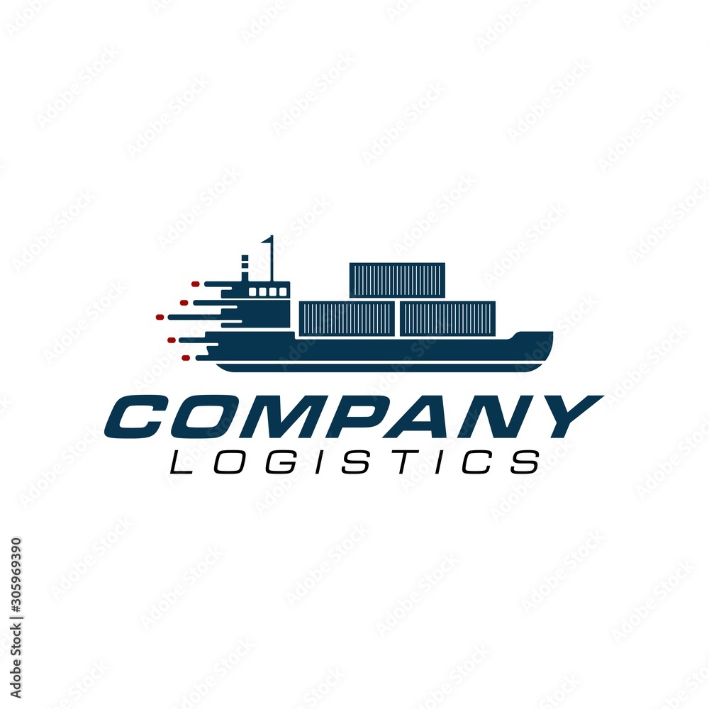 simple logistic and cargo ship vector logo