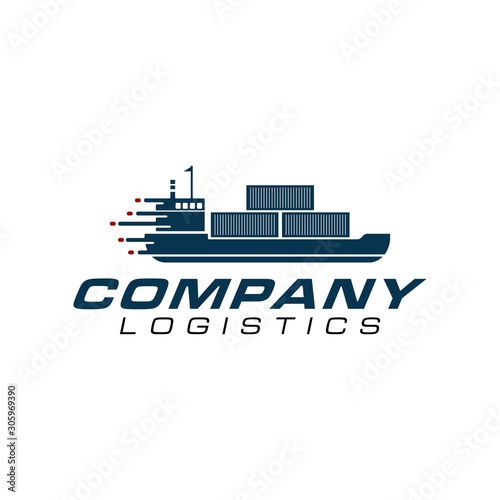 simple logistic and cargo ship vector logo