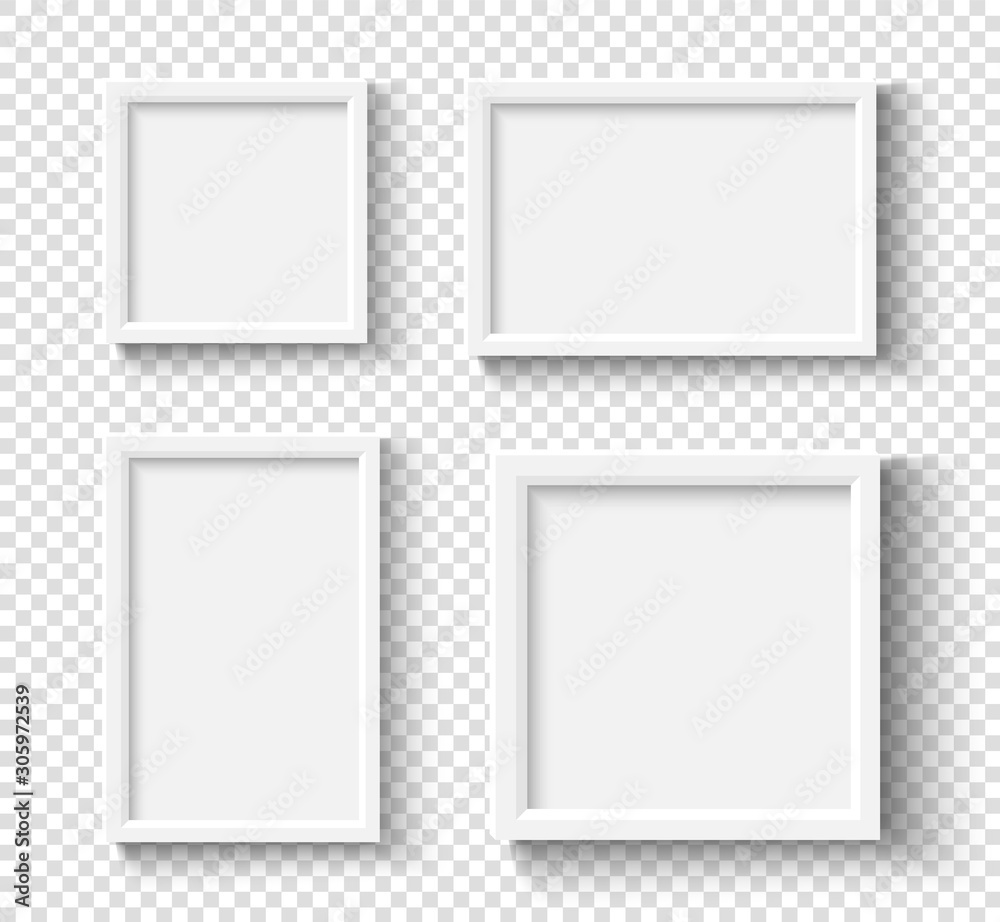 Empty white picture frames set square elegant Vector Image