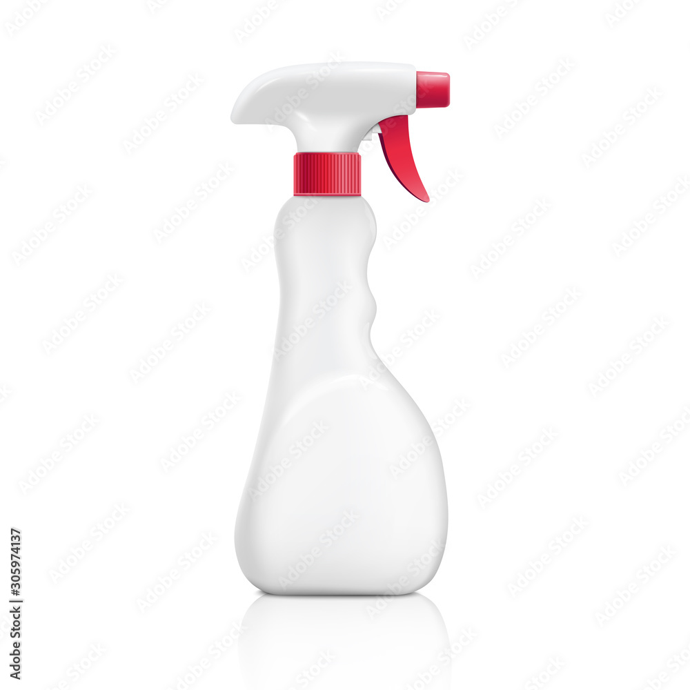 White blank plastic spray detergent bottle isolated on white background. Packaging template mockup collection. With clipping Path included White blank plastic spray detergent bottle isolated on white background. Packaging template mockup collection. With clipping Path included