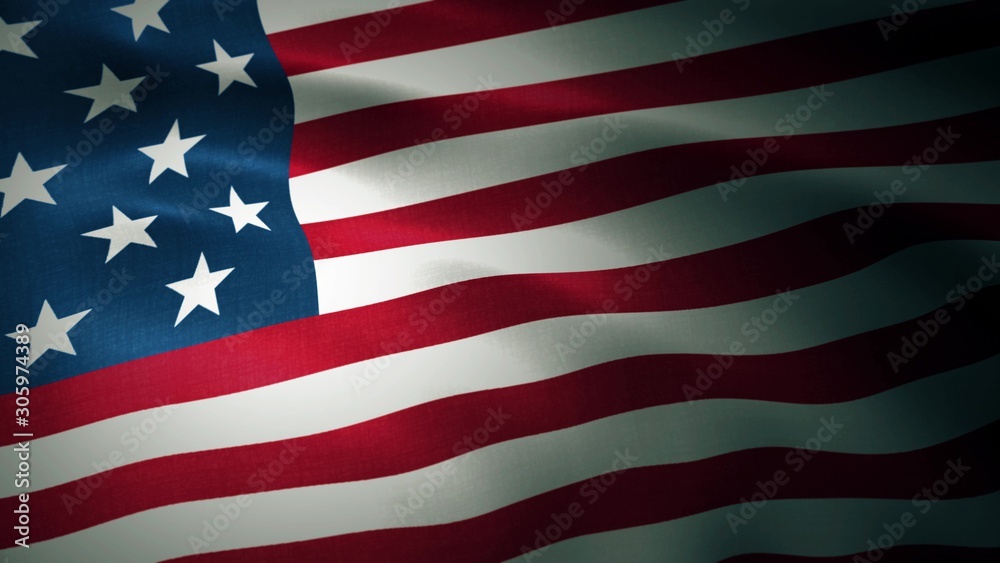 Obraz premium Detailed 3d rendering closeup of the flag of the United States of America. Flag has a detailed realistic fabric texture