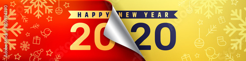 2020 Happy New Year Promotion Poster or banner.Change or open to new year 2020 concept.Promotion and shopping template for New Year.Vector EPS10