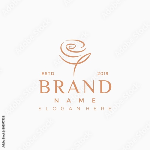 Red rose logo template Vector illustration