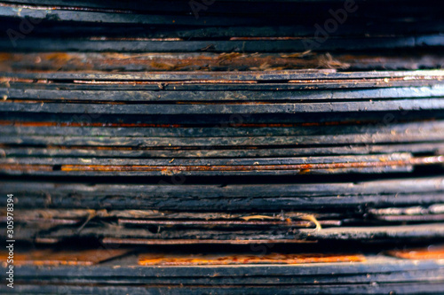 sorting old steel plate, abstract retro background.