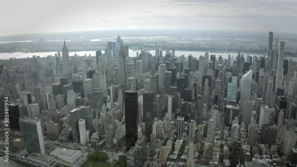Aerial Top view to central Manhattan New York Aerial Top view to central Manhattan New York