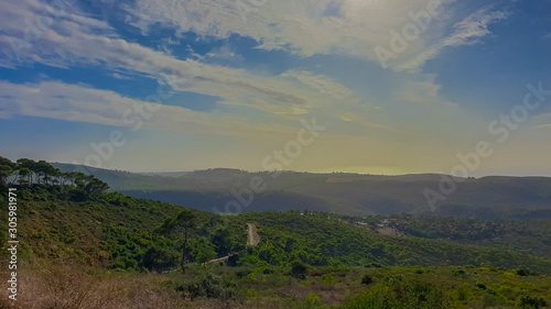 Mount Carmel in Haifa - Panoramic view. Travel to Israel in autumn and winter.