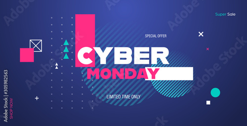 cyber monday big sale flyer advertisement special offer concept holiday online shopping discount poster horizontal vector illustration