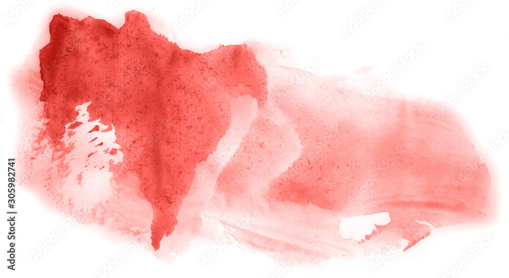 Abstract watercolor background hand-drawn on paper. Volumetric smoke elements. Red color. For design, web, card, text, decoration, surfaces. Abstract watercolor background hand-drawn on paper. Volumetric smoke elements. Red color. For design, web, card, text, decoration, surfaces.
