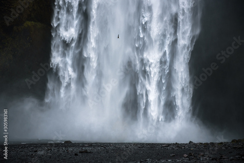 Closeup of the famous Skogafoss waterfall in Iceland