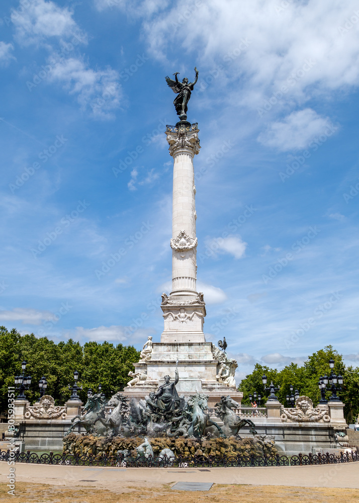 Monument aux Girondins, Place des Quinconces, Bordeaux, France. Vertical photo.