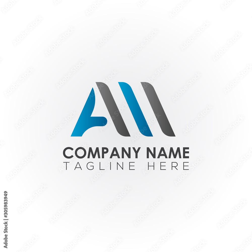 Initial letter AM or AW simple logo Vector template. Simple AM Letter logo design. AW font type logo.