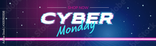 cyber monday big sale advertisement online template special offer concept holiday shopping discount poster horizontal vector illustration