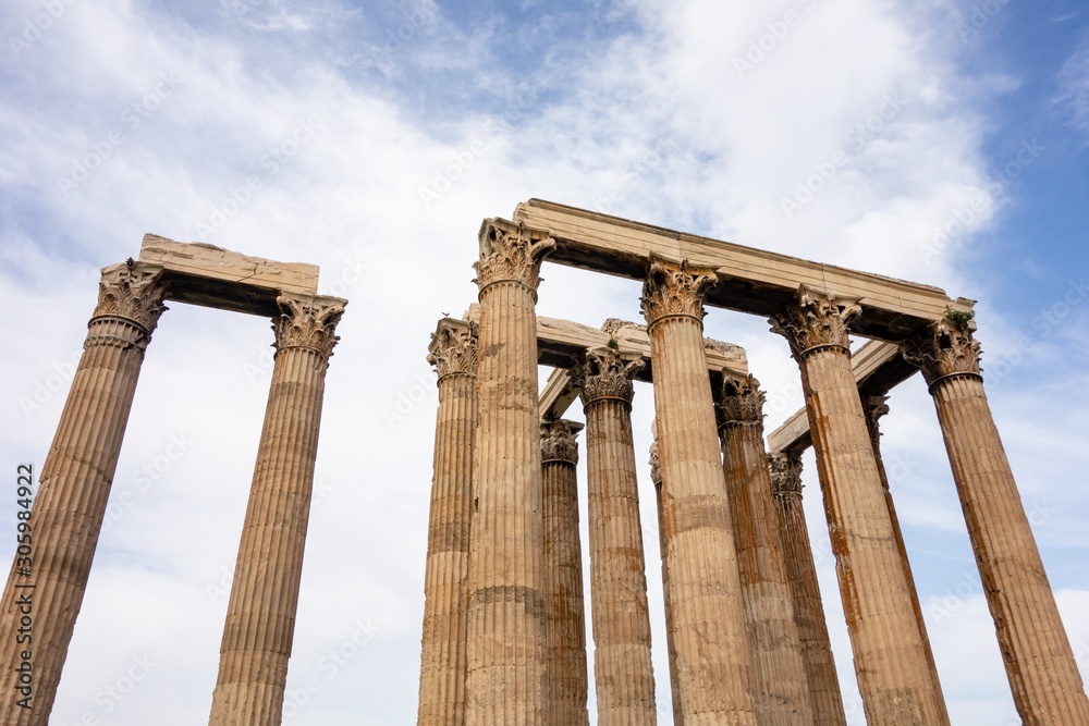 The ruin of the Temple of Olympian Zeus, Athens, Greece with the blue sky The ruin of the Temple of Olympian Zeus, Athens, Greece with the blue sky