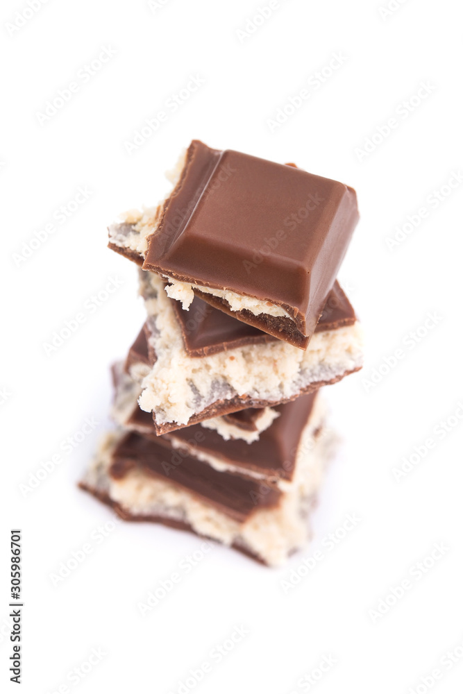 Chocolate pieces with coconut filling Chocolate pieces with coconut filling