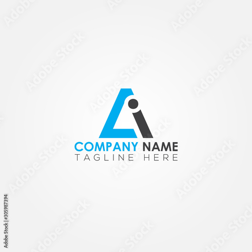 Initial letter AI simple logo Vector template. Simple AI Letter logo design. AI font type logo.