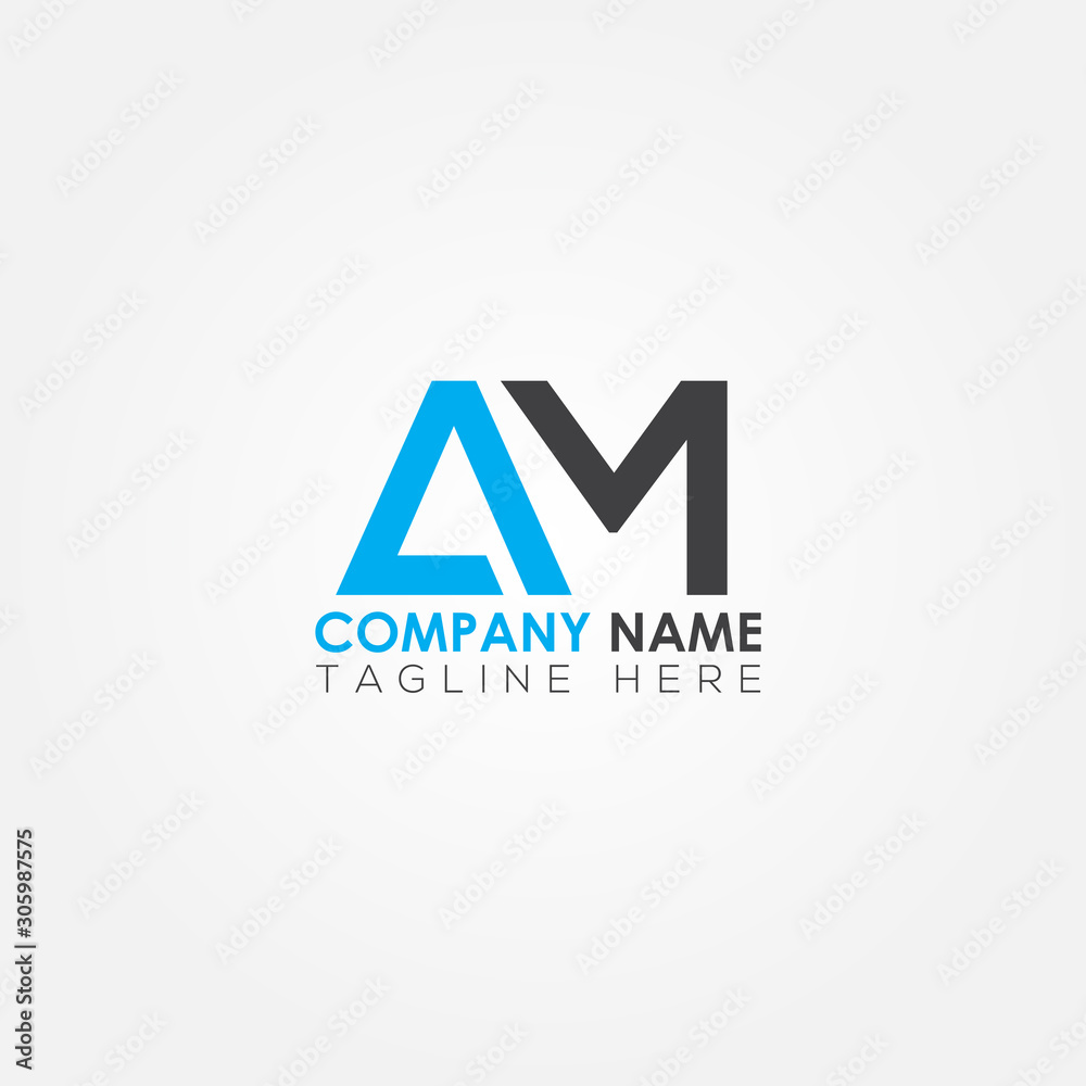Initial Letter AM Logo Template Vector Design Stock Vector Image