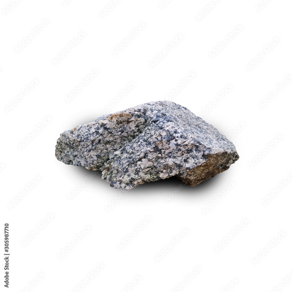 The granite pegmatite isolated on white background, A pegmatite is an igneous rock. 