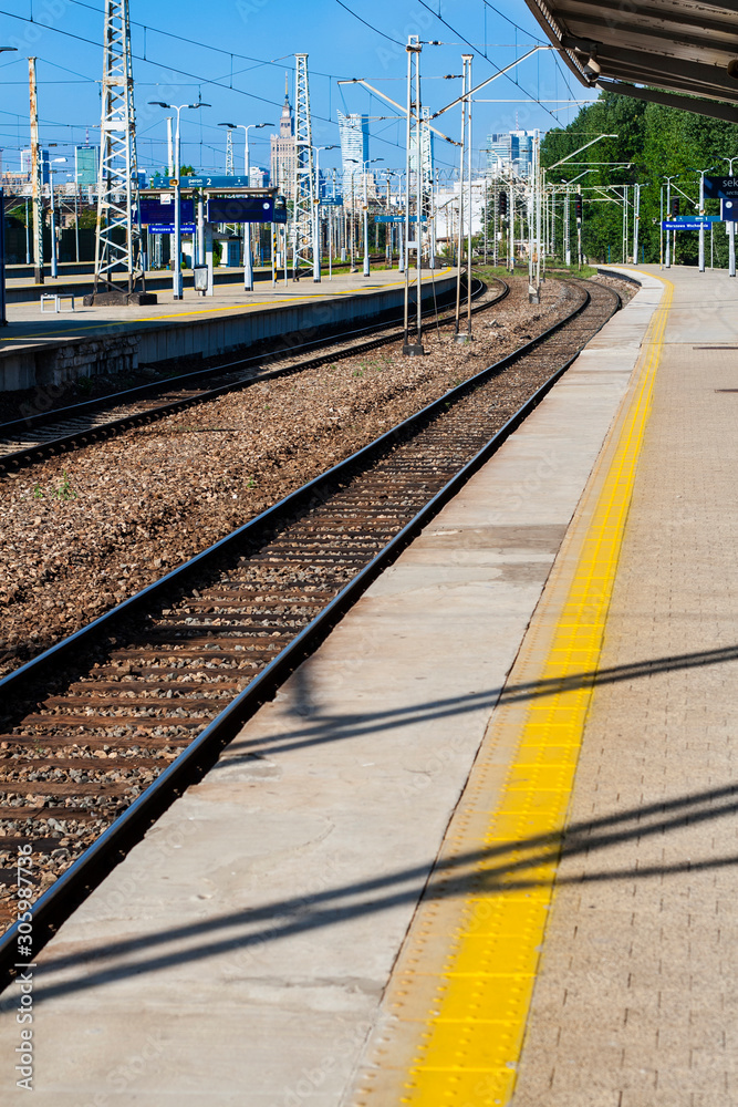Railway platform, tracks and electric traction Railway platform, tracks and electric traction