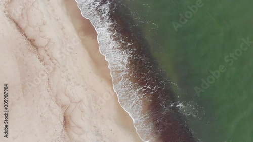 Curonian Spit and the Baltic Sea. View from the copter. Coastline with the beach and the sea. Nature conservation. View from the sky. The photo was taken by drone quadcopter. photo