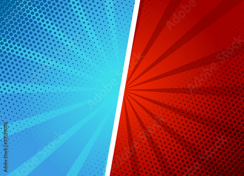 Retro cartoon background layout template. Typical comic book page mock-up. Vector illustration.	