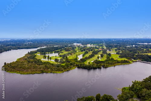 Aerial park golf course landscape Tampa Florida USA
