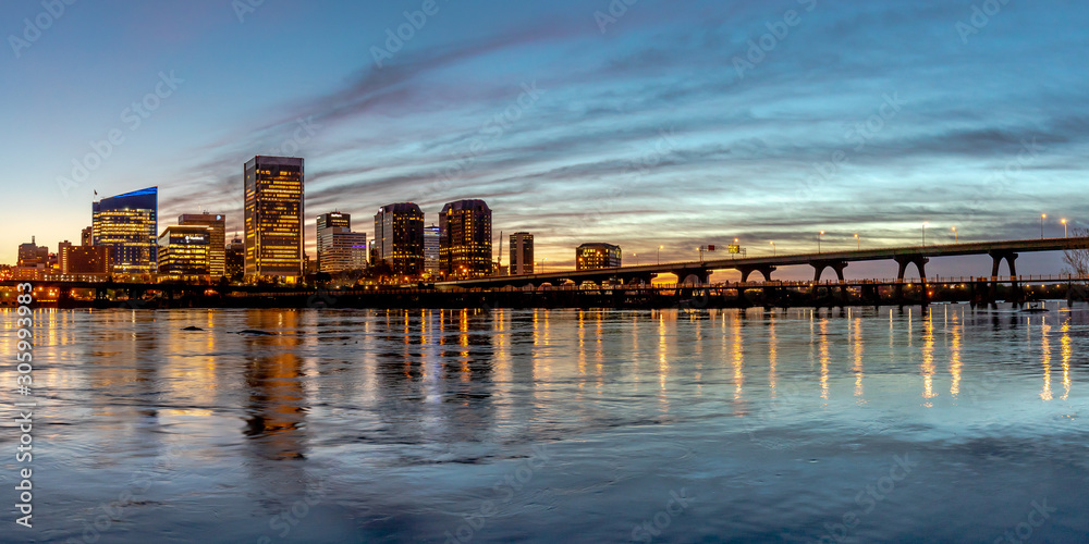 Richmond VA skyline at Daybreak