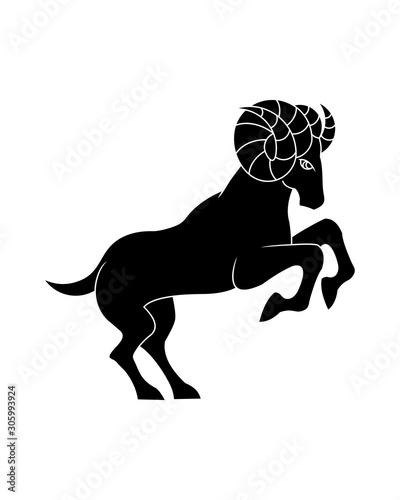silhouette a beautiful and elegant aries zodiac sign vector