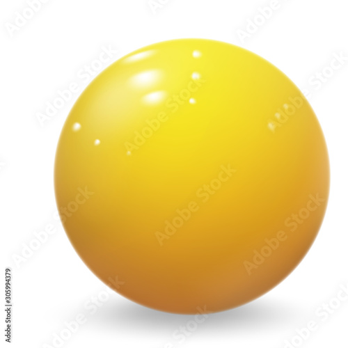 Yellow ball. Glossy sphere isolated on white