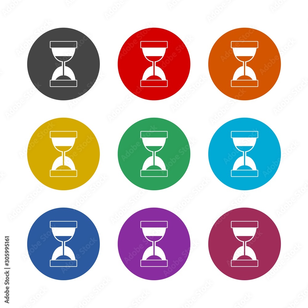 Hourglass color icon set isolated on white background