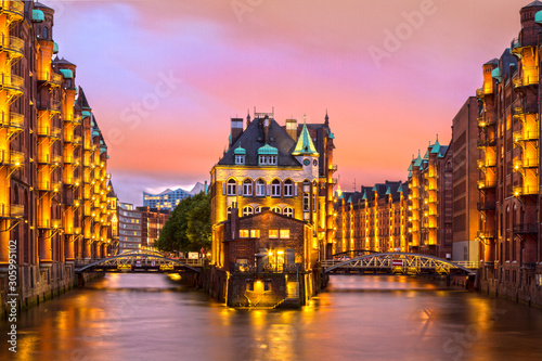 Abendrot in der Speicherstadt, Hamburg