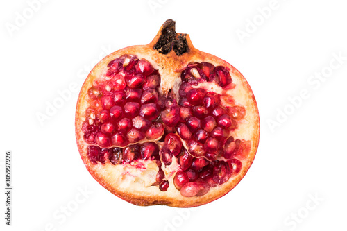 fresh ripe pomegranate isolated on white background