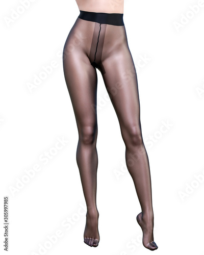 Long slender sexy legs woman nylon pantyhose.