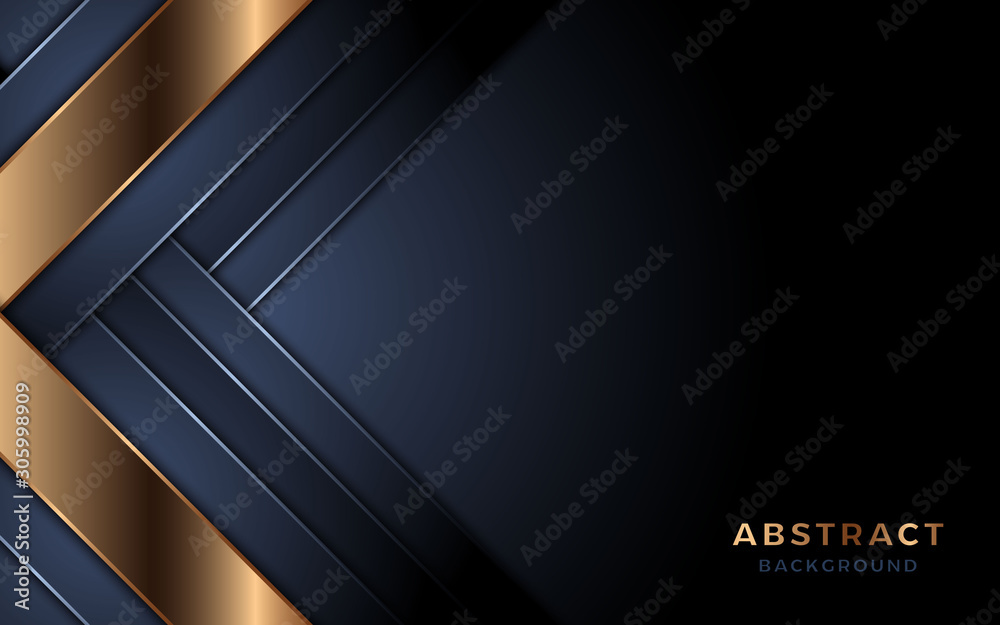 Modern navy blue background with astract shape and golden lines. Modern navy blue background with astract shape and golden lines.