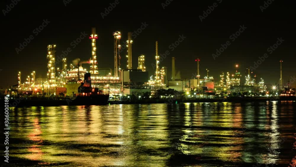 Oil refinery factory beside the river timelapse Oil refinery factory beside the river timelapse