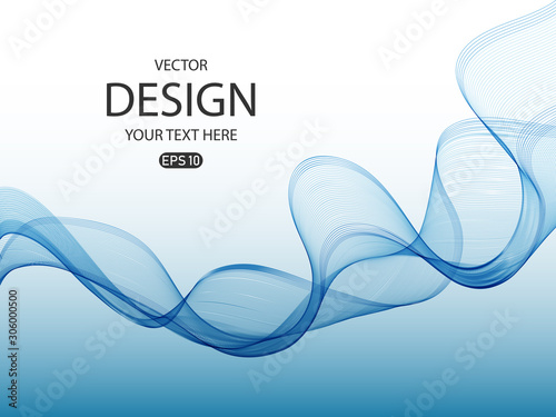 Dynamic blue wave on white background. Background for banner, flyer, leaflet, booklet.