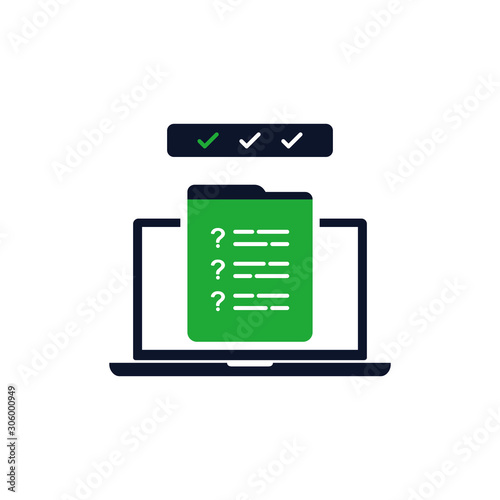 Online exam icon design. Web survey concept isolated on white background. Vector illustration