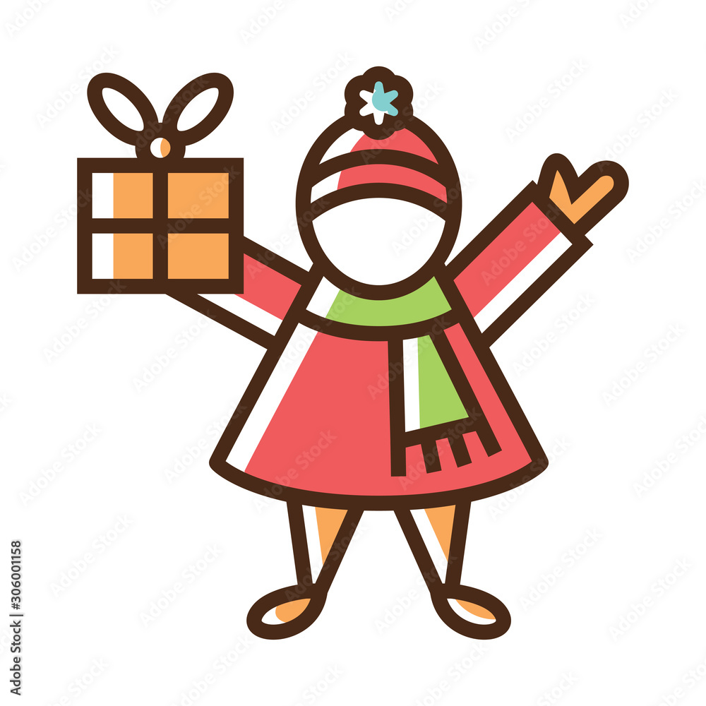 Color icon child with gift Color icon child with gift