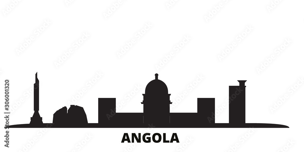 Fototapeta Angola city skyline isolated vector illustration. Angola travel cityscape with landmarks