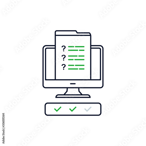 Online exam icon design. Web survey concept isolated on white background. Vector illustration