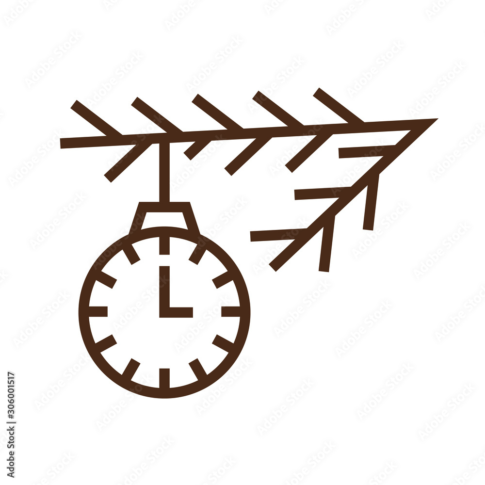 Line icon clock on tree Line icon clock on tree