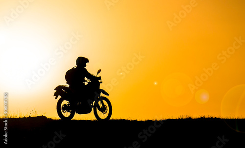 happiness of traveling by motorcycle, discovery and seeing new places