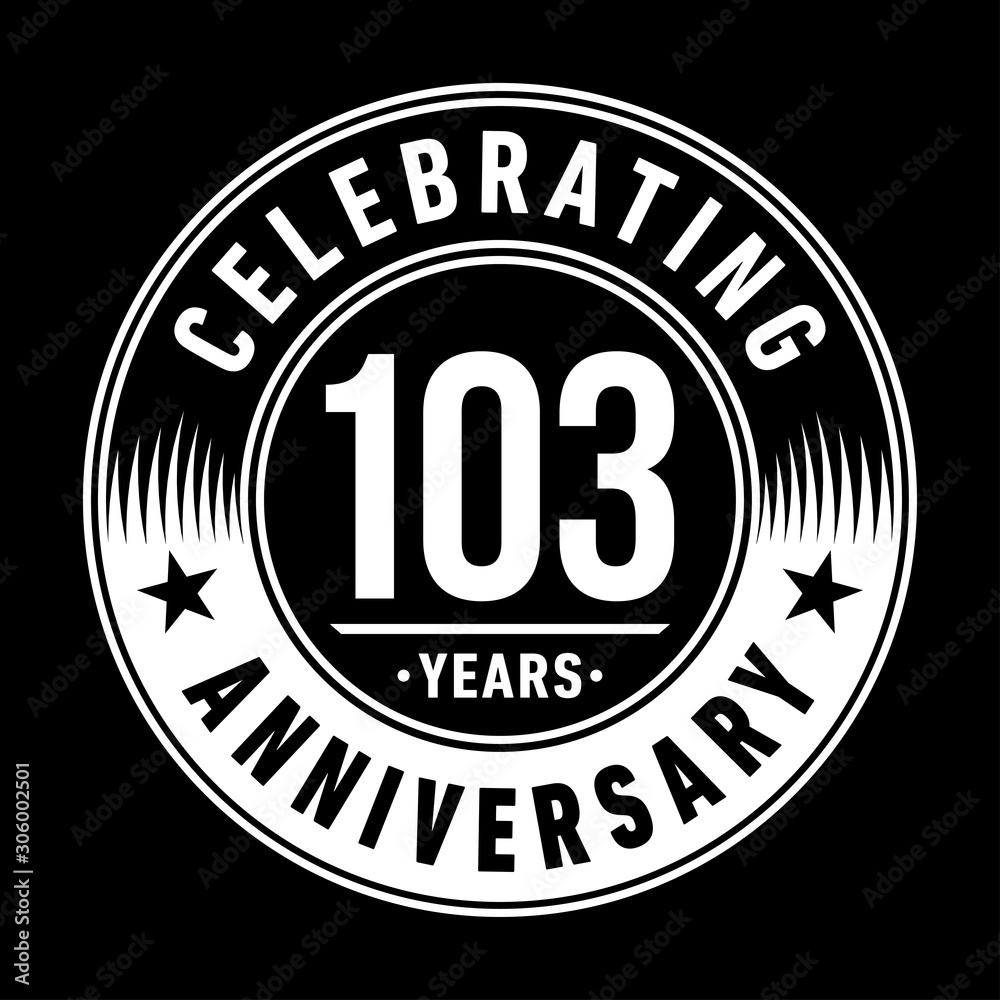 103 years anniversary celebration logo template. One hundred and three years vector and illustration.