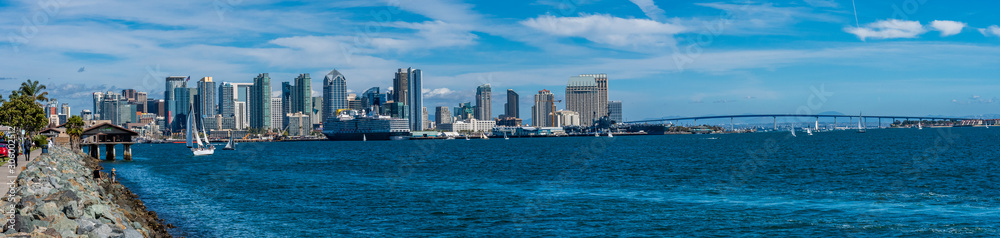 A Panoramic view of the Embarcadero area of San DIego CA USA