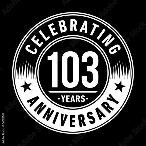103 years anniversary celebration logo template. One hundred and three years vector and illustration.
