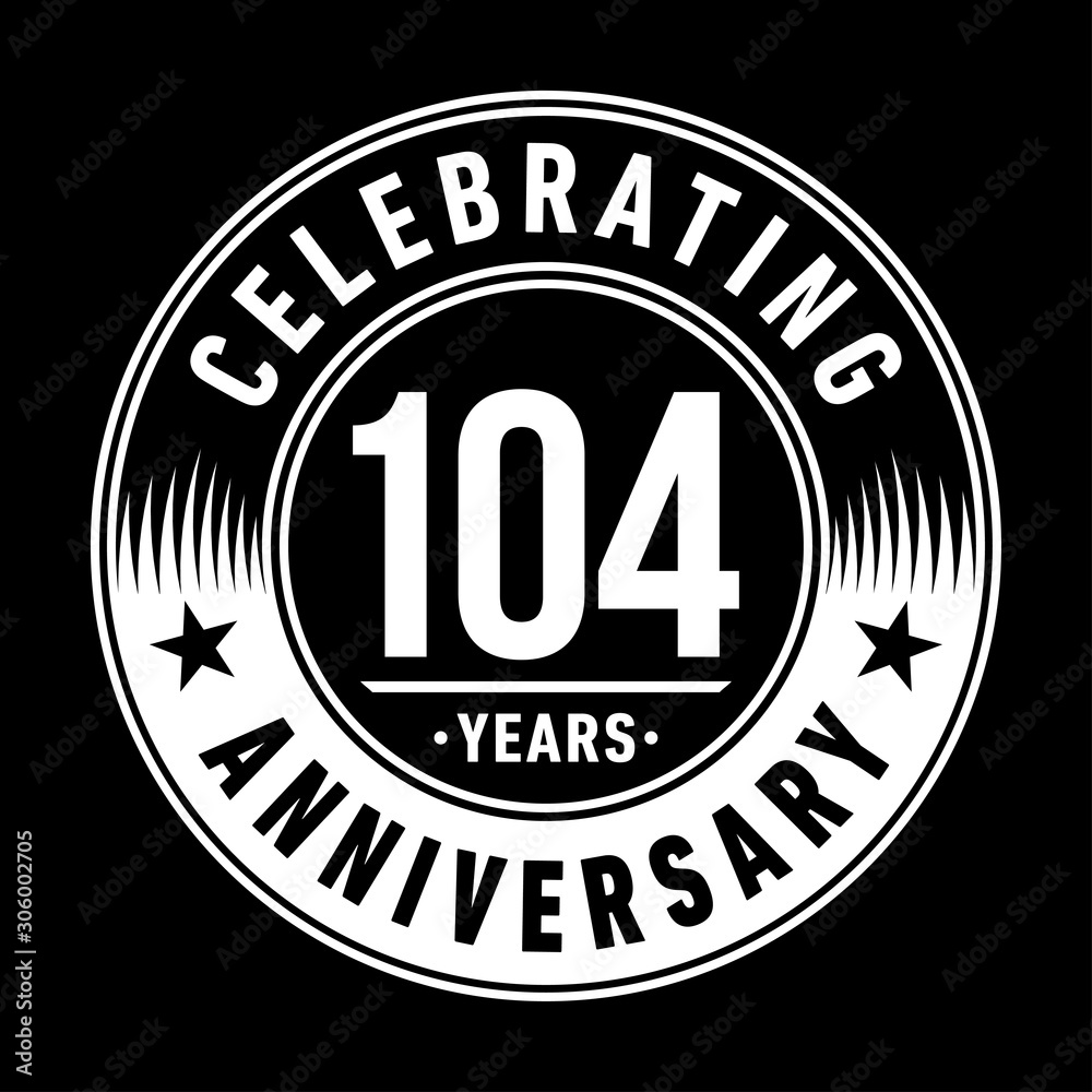 104 years anniversary celebration logo template. One hundred and four years vector and illustration.